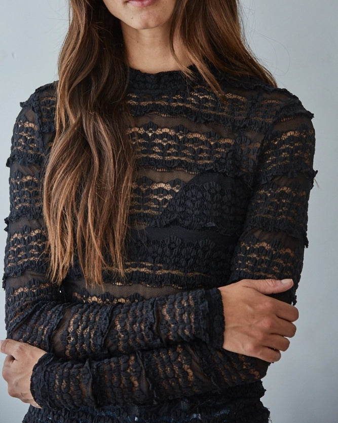 Sheer Lace Long Sleeve Top