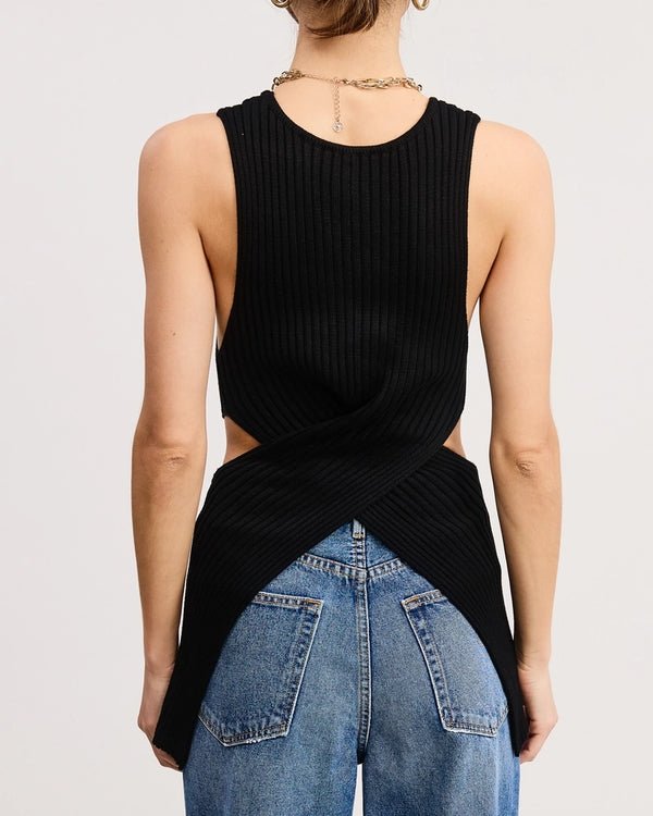 Criss-Cross Waist Wrap Cut Out Sweater Top