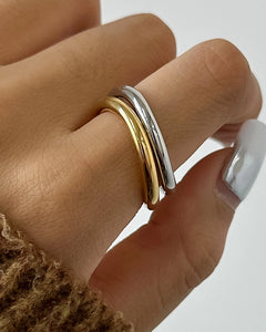 Double Two Tone Ring - Size 7