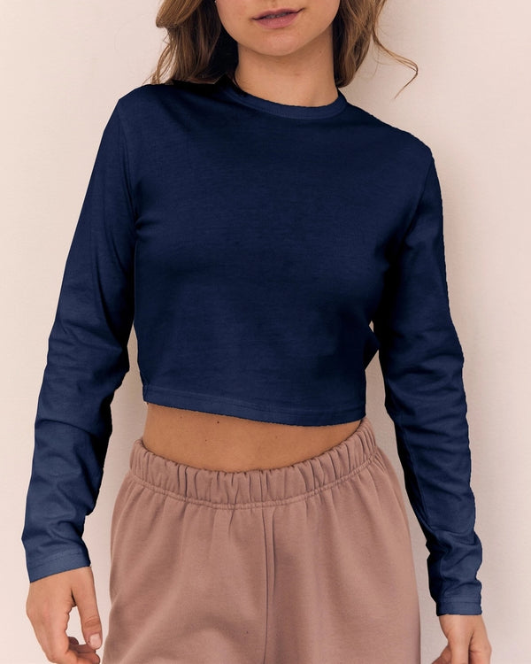 Cropped Cotton Long Sleeve T-Shirt