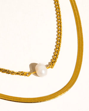 Layered Pearl Chain Necklace