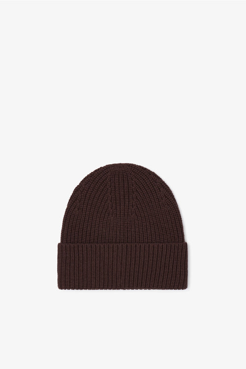 Merino Wool Beanie - Red or Dark Brown