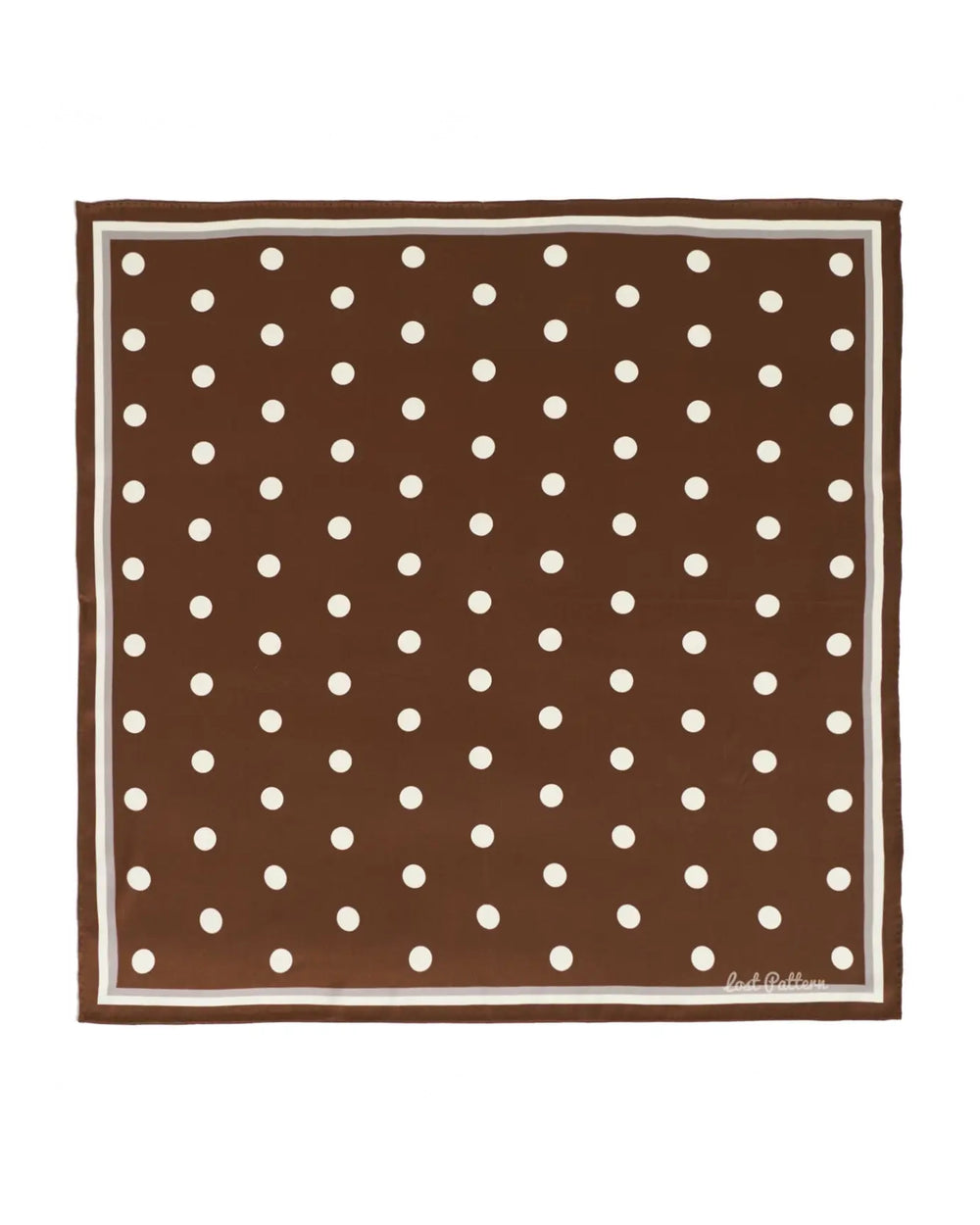 "Retro Polka" Silk Bandana Scarf - Cafe Au Lait