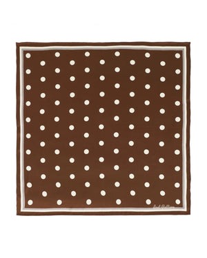 "Retro Polka" Silk Bandana Scarf - Cafe Au Lait