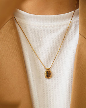 Dax 18K Black Agate Stone Necklace