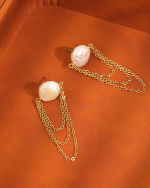Baroque Pearl Chain Earrings