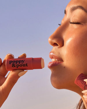 Poppy & Pout Lip Balm:  Pomegranate Peach
