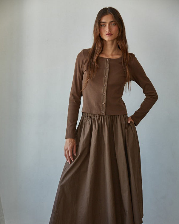 Ribbed Sleeve Cardigan