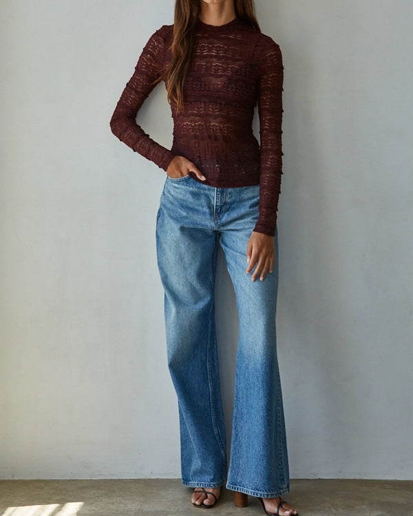 Sheer Lace Long Sleeve Top