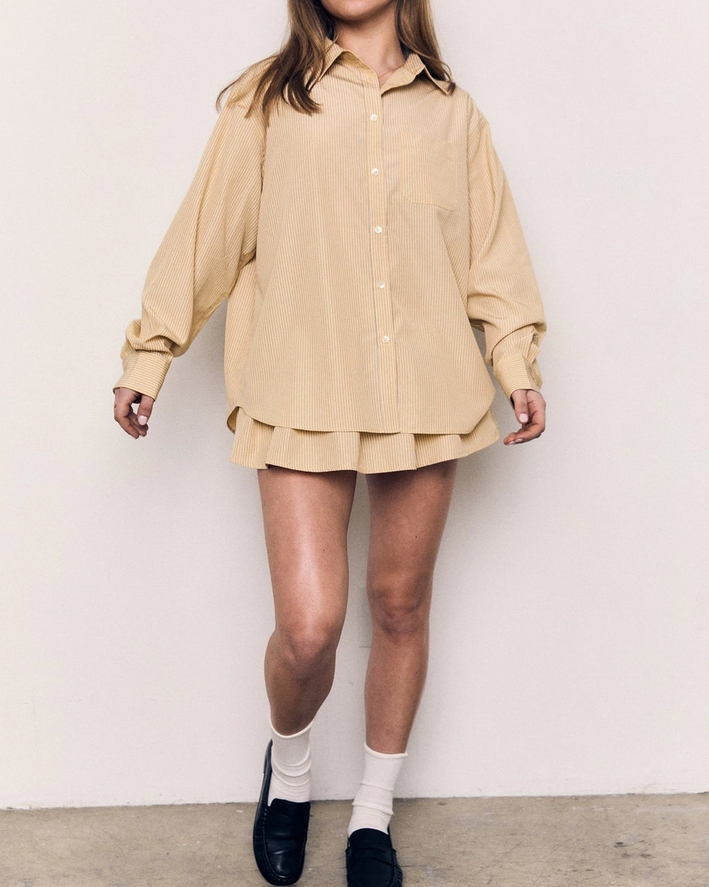 The Oversized Stripe Button Long Sleeve Shirt