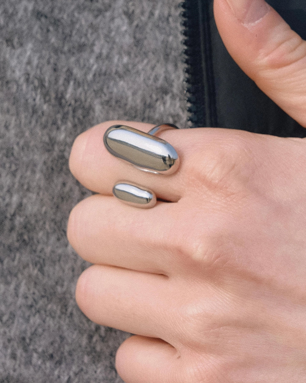 Modern Silver Open Statement Ring