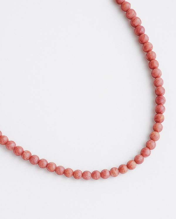 Small Stone Beaded Necklace - Pink