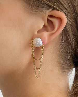 Baroque Pearl Chain Earrings