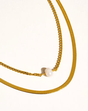 Layered Pearl Chain Necklace