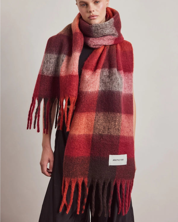 The Reykjavik Scarf - Burgundy Check