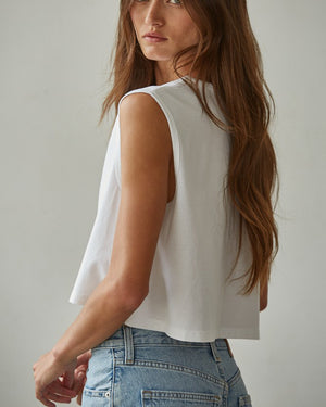 Knit Cotton Crew Neck Sleeveless Crop Top