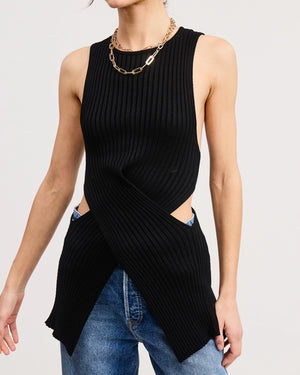 Criss-Cross Waist Wrap Cut Out Sweater Top