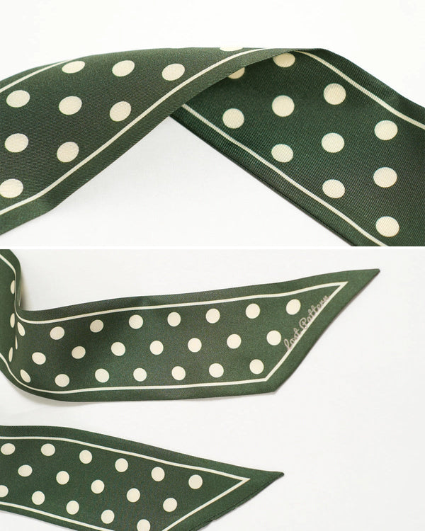 "Retro Polka" Silk Skinny Scarf