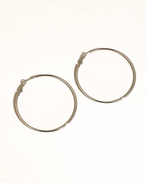 Classic Thin Hoop Earrings - Silver