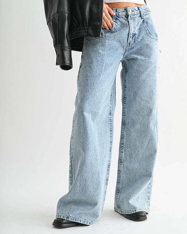 Relaxed Straight Light Wash Denim