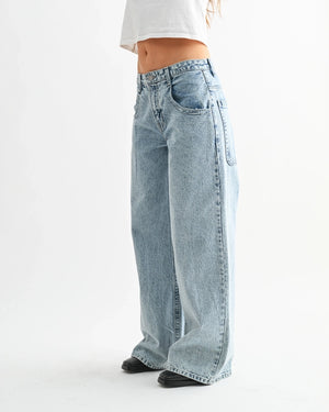 Relaxed Straight Light Wash Denim