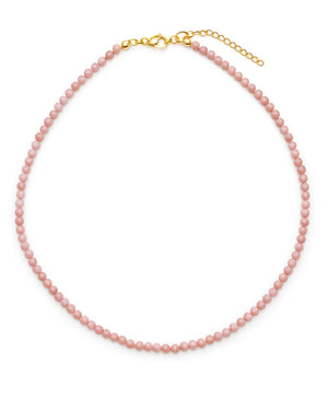 Small Stone Beaded Necklace - Pink