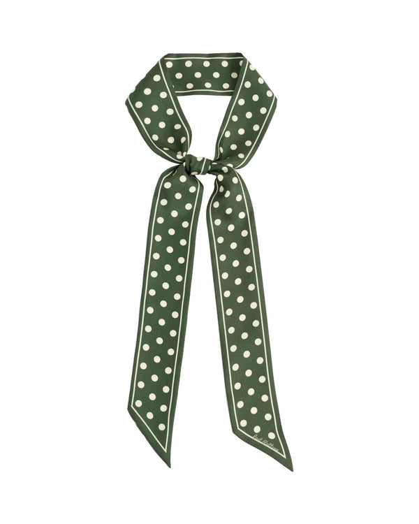 "Retro Polka" Silk Skinny Scarf