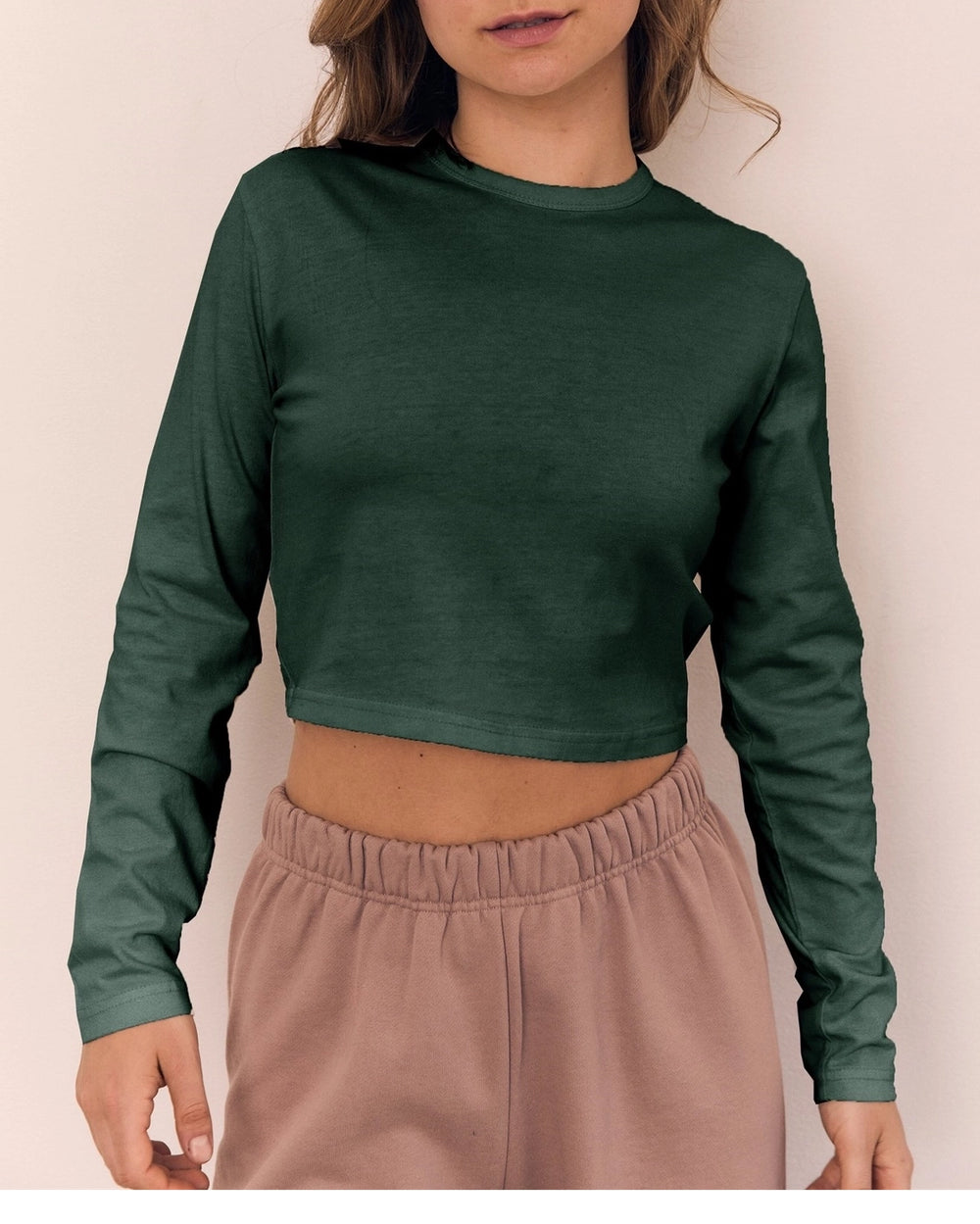 Cropped Cotton Long Sleeve T-Shirt