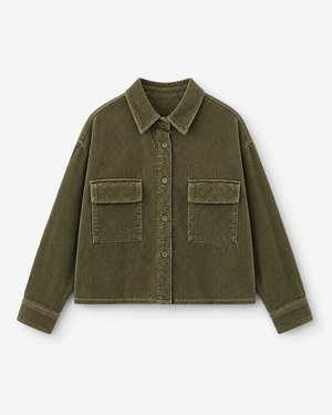 Corduroy Cropped Shirt - Olive
