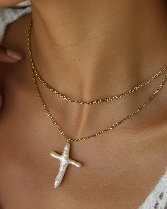 Pearl Cross Necklace