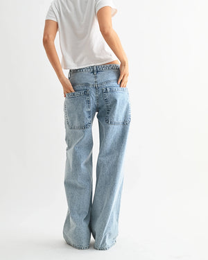 Relaxed Straight Light Wash Denim