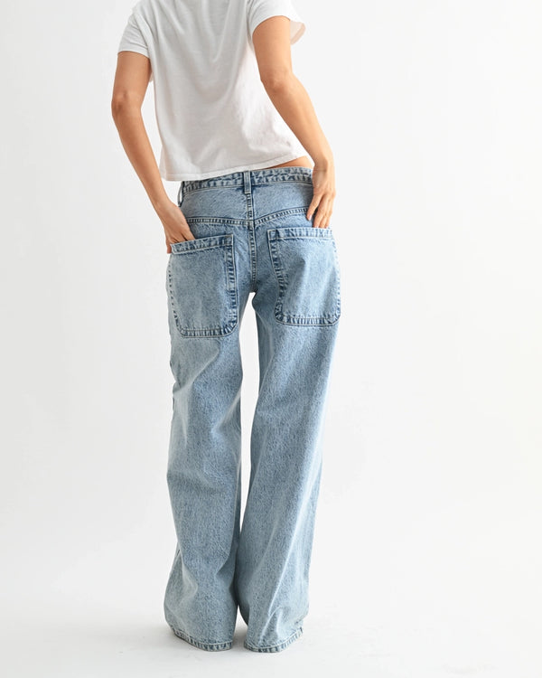 Relaxed Straight Light Wash Denim