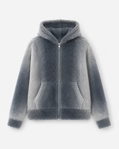 Ombre Zip-Up Hooded Sweater Jacket