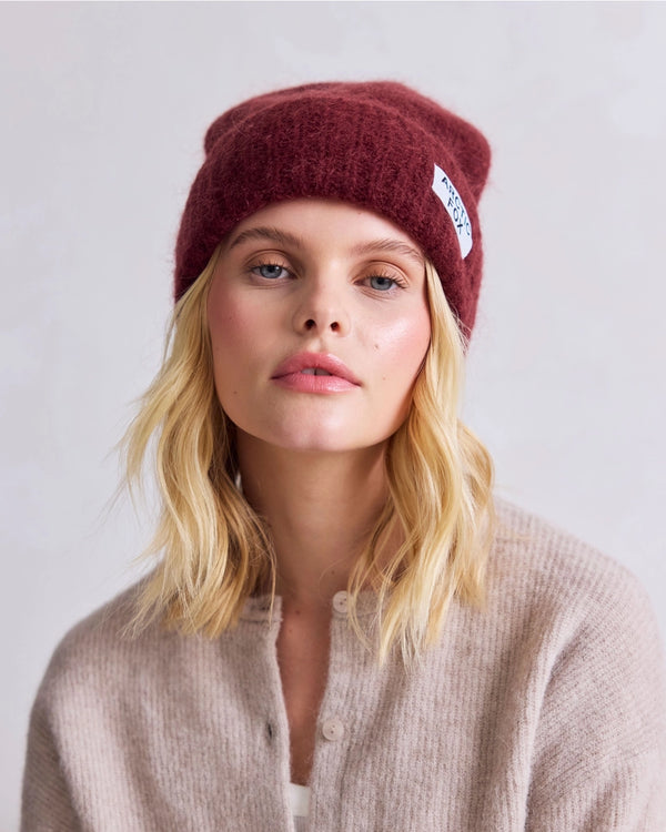 The Mohair Beanie - Cherry Burgundy