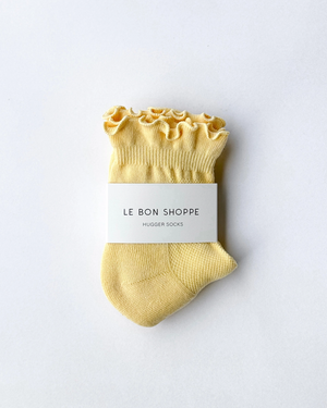 Ruffled Hugger Crew Socks - Yellow
