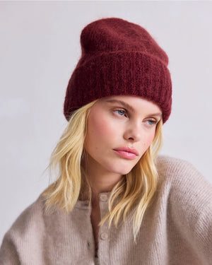 The Mohair Beanie - Cherry Burgundy