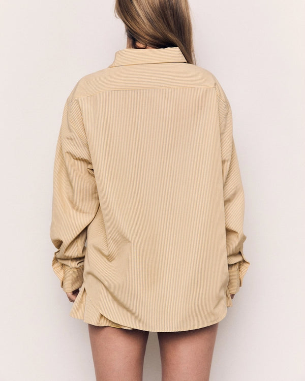 The Oversized Stripe Button Long Sleeve Shirt