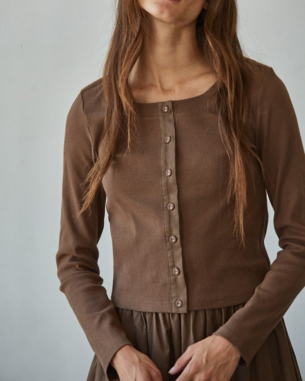 Ribbed Sleeve Cardigan