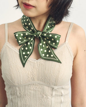"Retro Polka" Silk Skinny Scarf