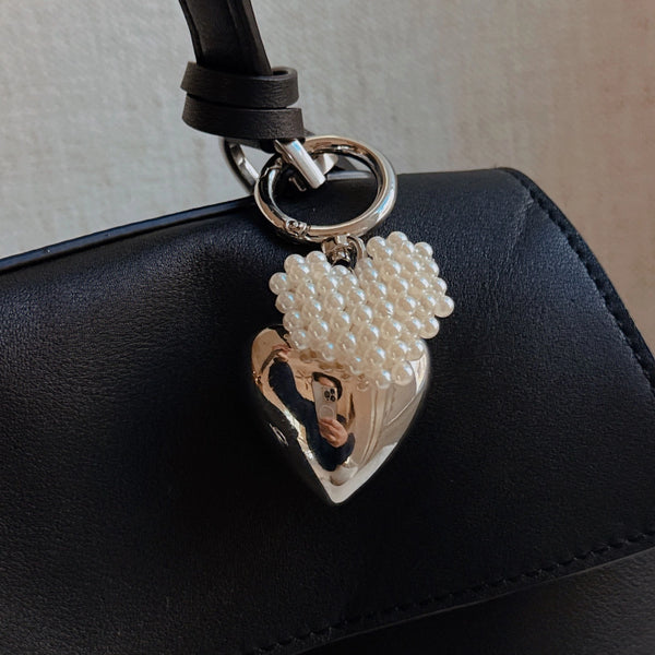 Pearl Heart Bag Charm