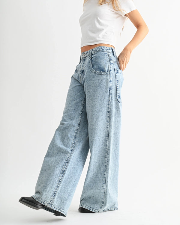 Relaxed Straight Light Wash Denim