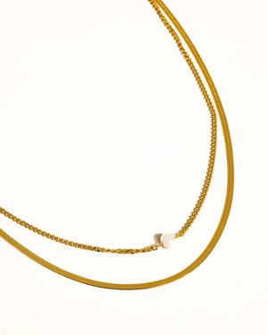 Layered Pearl Chain Necklace