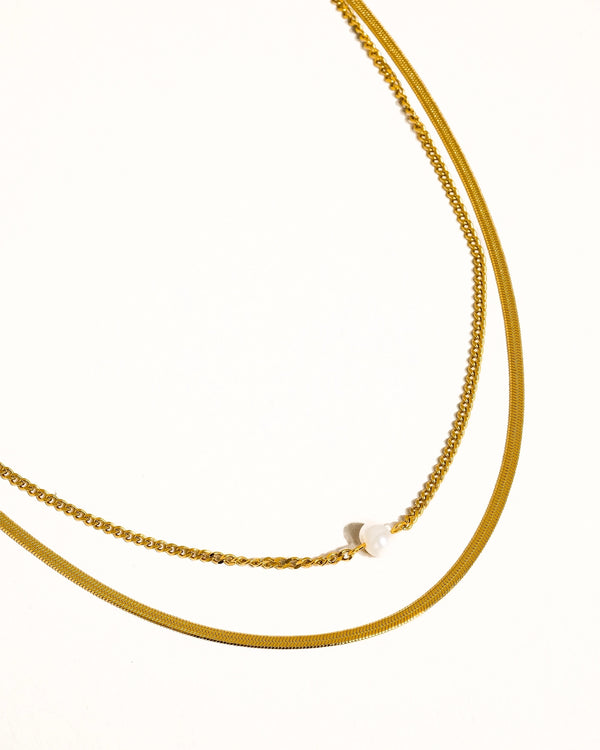 Layered Pearl Chain Necklace