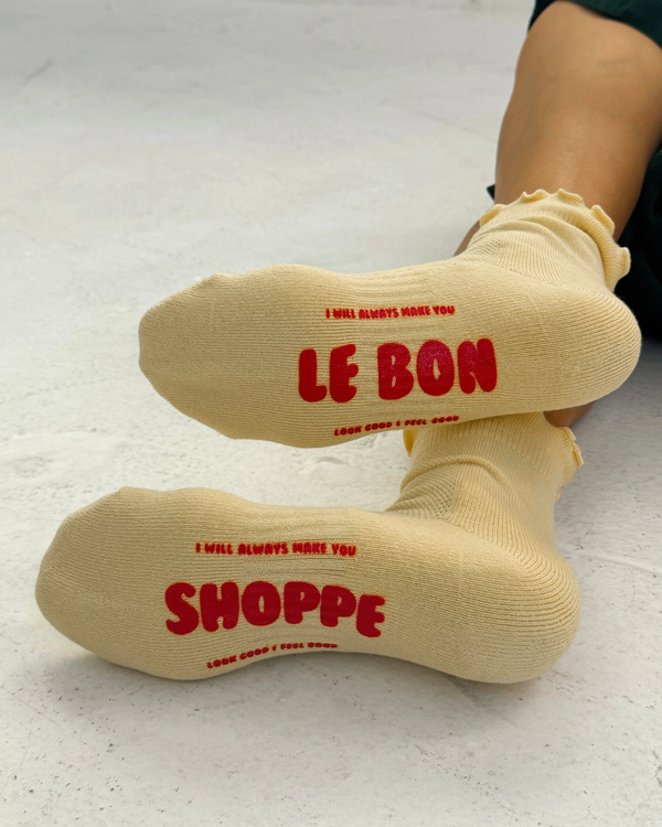 Ruffled Hugger Crew Socks - Yellow
