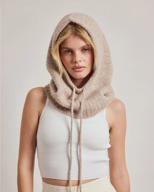 Alpaca Hood with Drawstrings