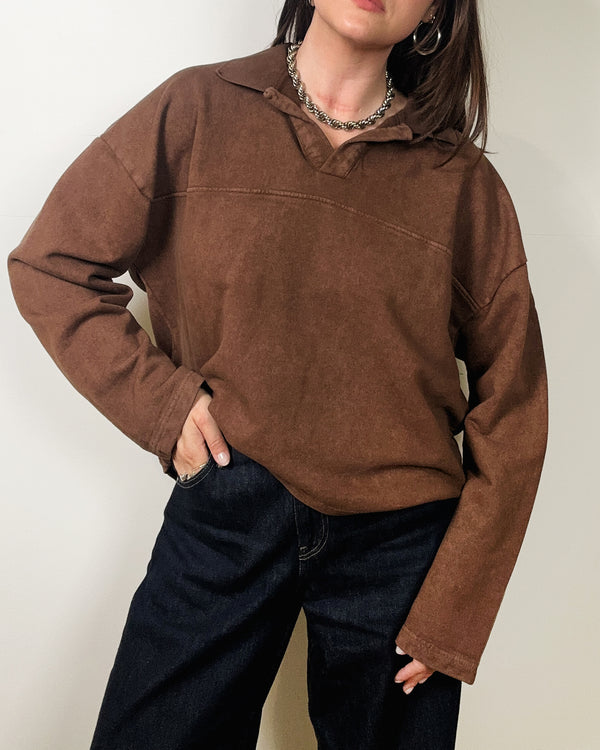 Cotton Rugby Collared Shirt - Acid Wash