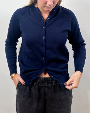 Vintage Navy Wool Cardigan