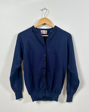 Vintage Navy Wool Cardigan