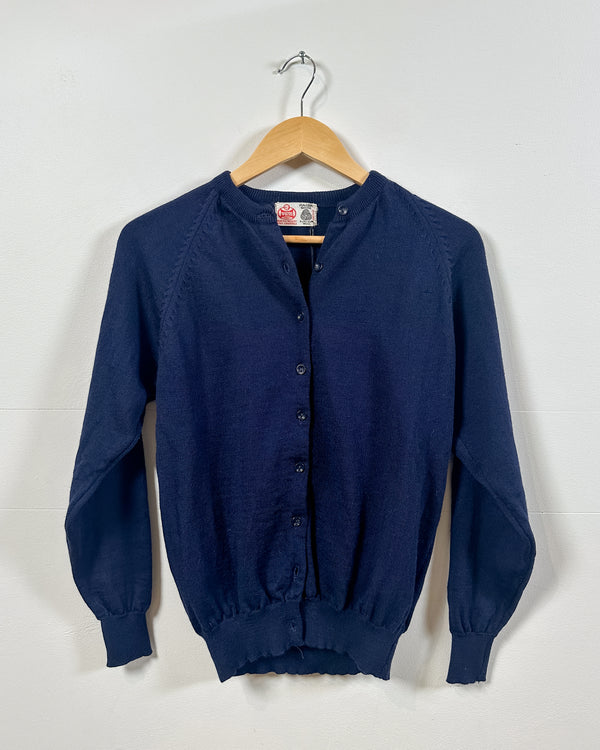 Vintage Navy Wool Cardigan