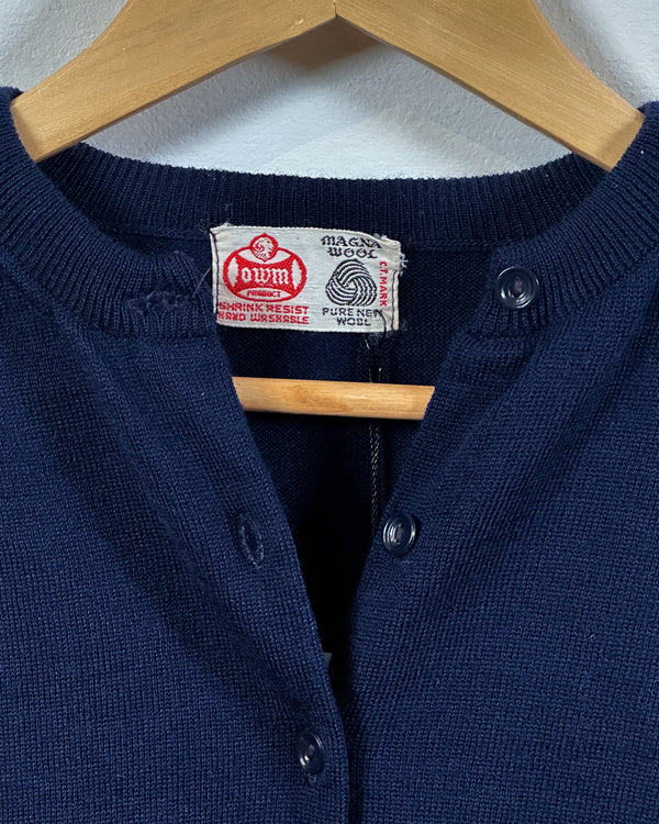 Vintage Navy Wool Cardigan
